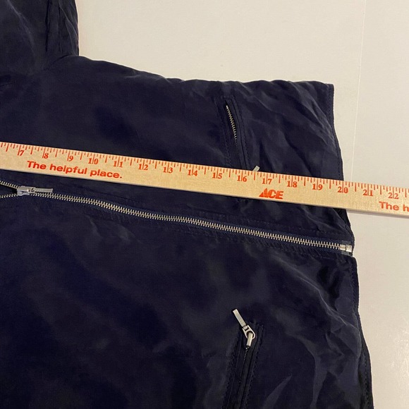 Tart Collection Blazer Jacket Sz Small Lined Navy Blue Asymmetrical Zip Moto - Picture 6 of 7